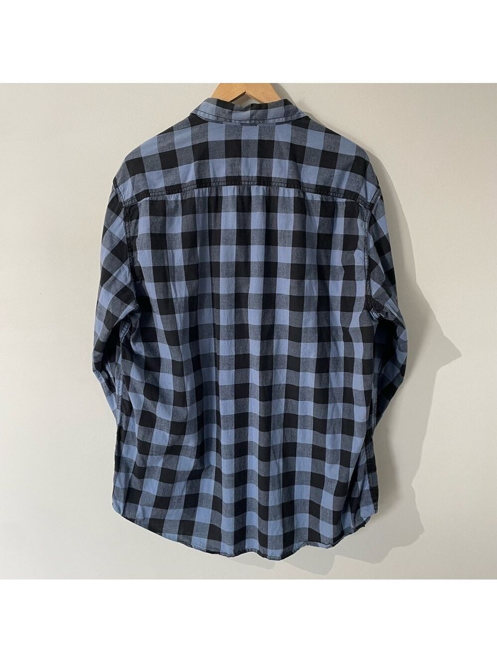 American Rag Button Down Shirt Mens XXL Blue Black Check Western Casual EUC - Picture 4 of 9
